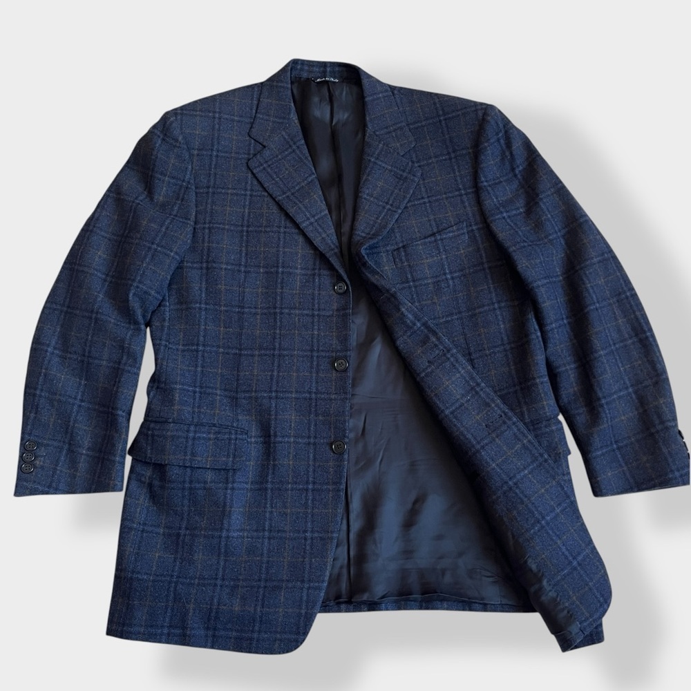 Vintage 90s Canali Men’s Blazer – Italian Wool Cashmere, Plaid, Size 52 - Picture 6 of 15